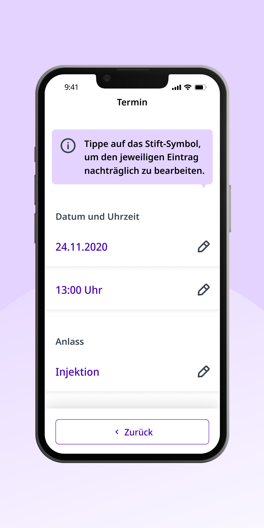 Display mit Bild der Retinora App